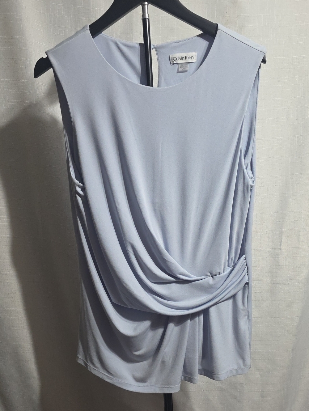Calvin Klein Draped Sleeveless Shift Top - Pale Blue